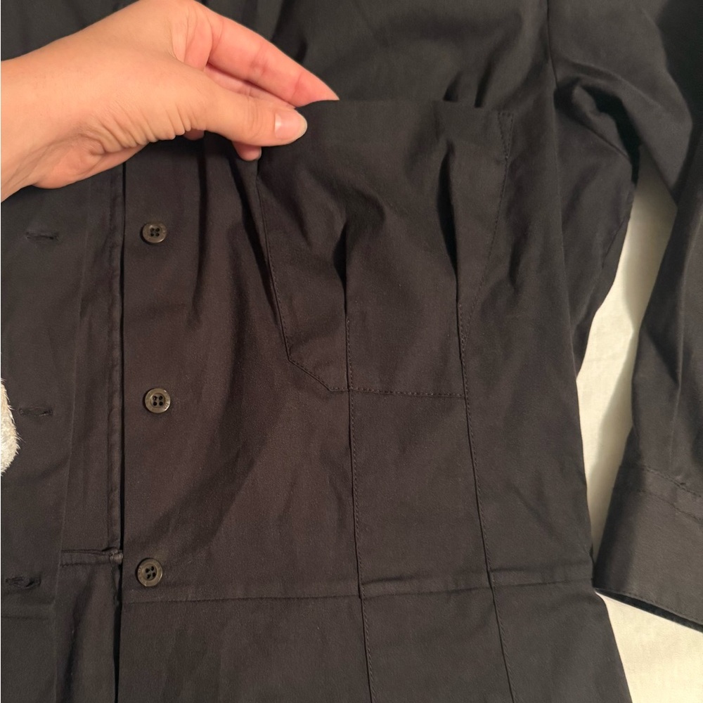 Prada Black Button Down Cinched Waist Quarter Sle… - image 3